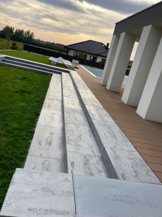 SCHODY TARASY PODŁOGI CHODNIKI beton architektoniczny - płyty betonowe