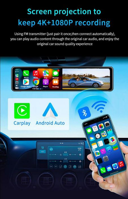 Мультирегистратор JBE DVR C109 Wi-Fi Bluetooth AUX Android CarPlay GPS