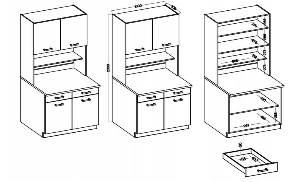 Kredens MARIA Meble do Kuchni biały 150cm