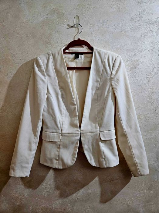 Marynarka,  żakiet, bialy, H&M, rozm.38,