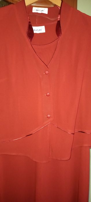 Sukienka ciemne bordo cegła z bolerkiem