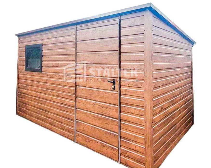 Domek Ogrodowy 3,5x2m Drzwi Okno Drewnopodobny Dach spad w tył ST142