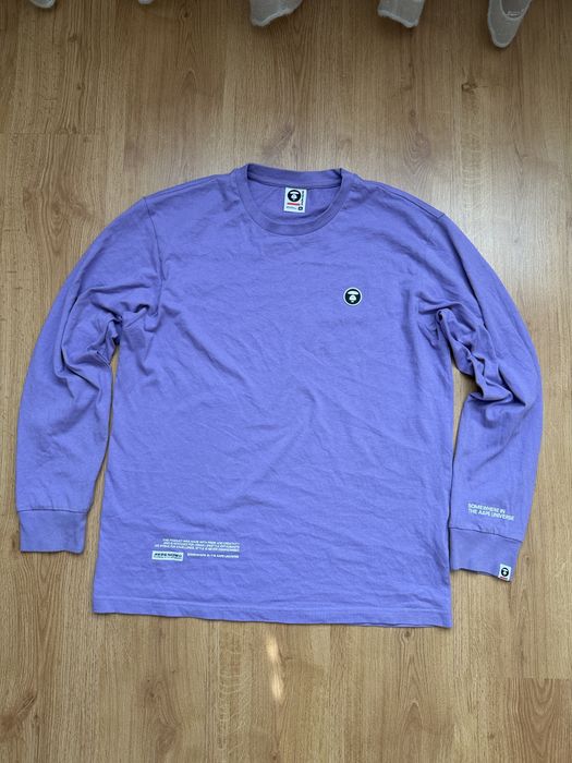 Чоловічий лонгслив кофта Aape Bape Crewneck tee фіолетовий Bathing ape