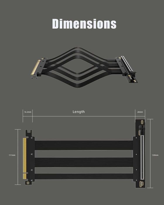 Kabel riser PCIe 5.0 200mm GLOTRENDS