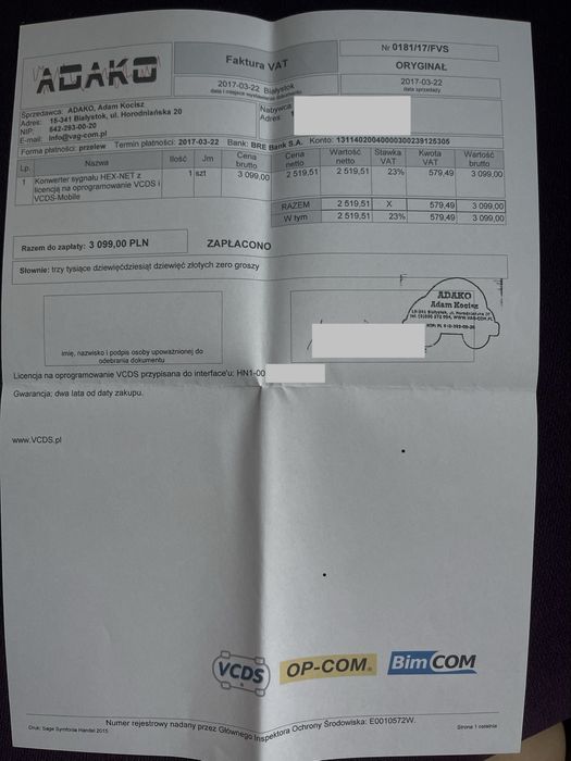 Interfejs diagnostyczny VCDS