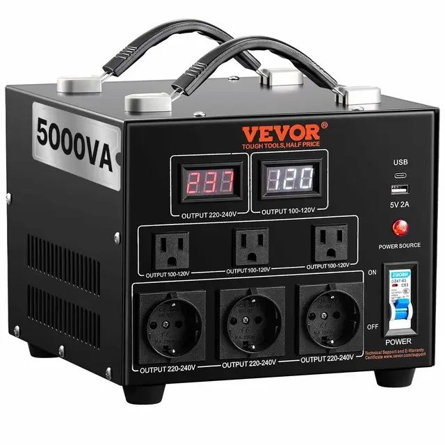 VEVOR 5000VA Перетворювач напруги Трансформатор змінного струму 110 V 220 V