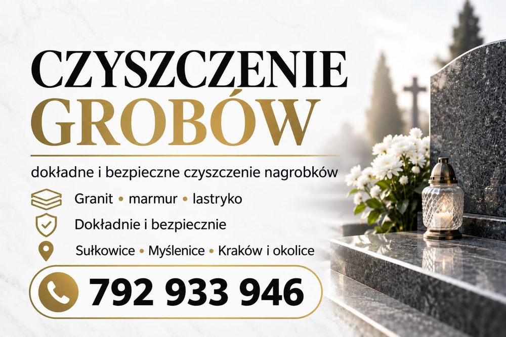 Czyszczenie grobów i nagrobków – Myślenice, Sułkowice, Kraków
