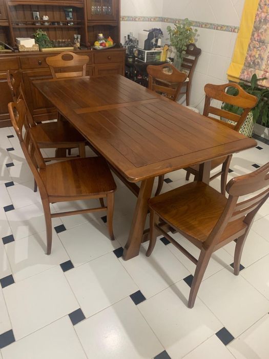 Mesa de cozinha Pinho Mel 180x90 c/ cadeiras