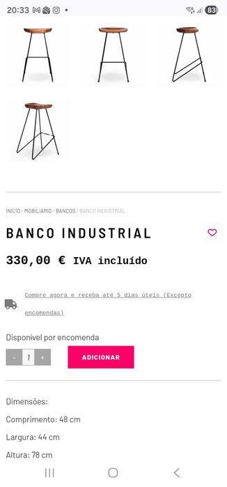 Banco alto para ilha ou bar