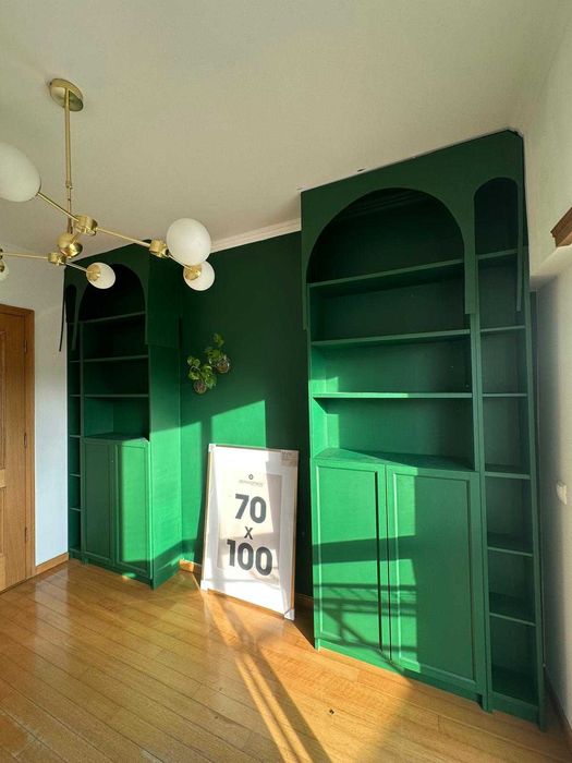IKEA BILLY e GNEDBY- Conjunto de 4 estantes IKEA pintadas em verde escuro mate