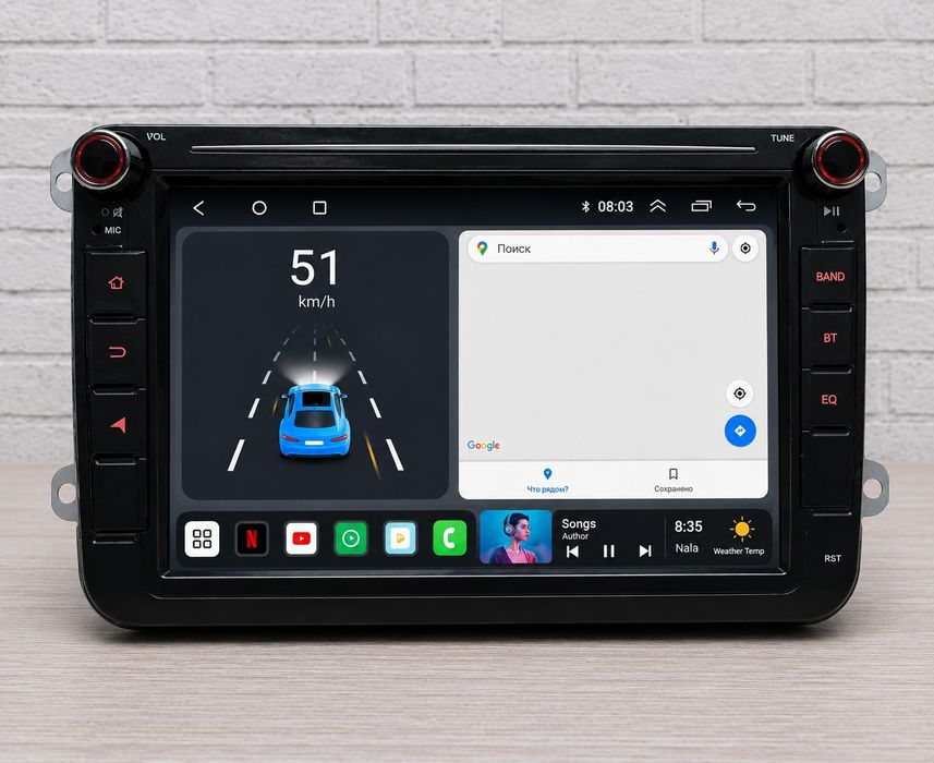 Магнітола під штатний дизайн Mekede MN X20Pro  4/64Гб Android 4G 8 Ядер CarPlay Android Auto VW Passat Jetta  Golf  Sharan T5 B6 B7 CC  Skoda Octavia