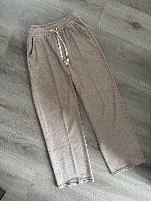 Штани палаццо M бежеві в рубчик zara