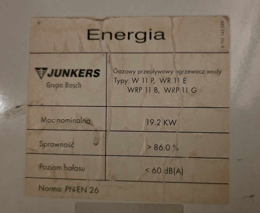 Sterownik piecyk gazowy Junkers WRP 11  B W 11 P