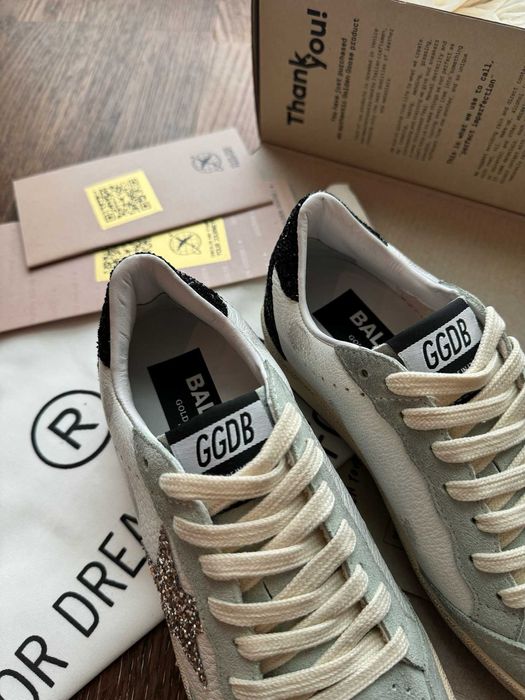 Белые серые кожаные кроссовки Golden Goose Super-Star голден гус