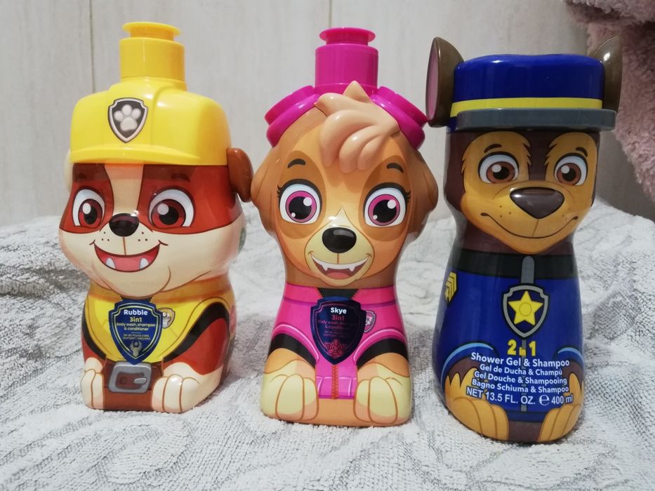 Butelki po płynach do kąpieli psi patrol