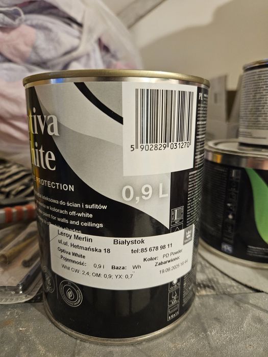 Tikkurila Optiva White 0,9L farba lateksowa, kolor Powder