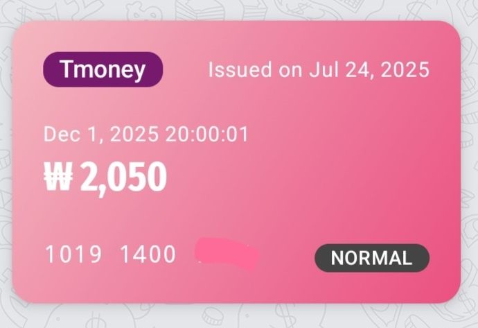 Karta miejska Tmoney, Korea Południowa, Seul