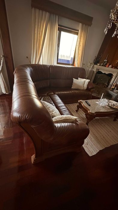 Sofa de Canto em Pele Italiana