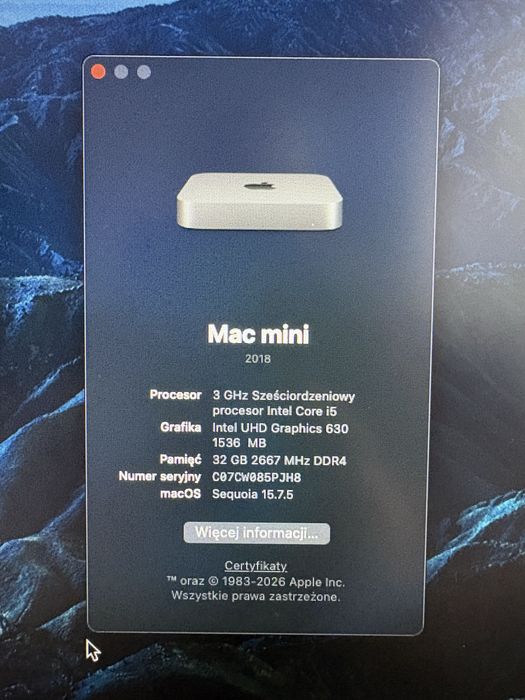 Mac Mini 2018 i5 32GB 500GB Super