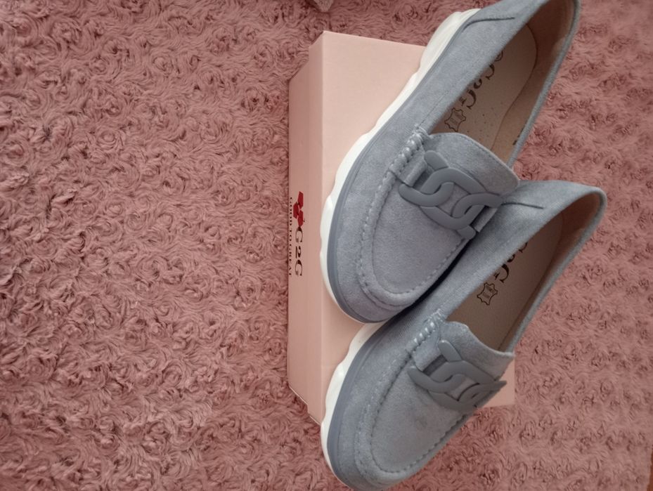 Mokasyny damskie Blue/Popiel