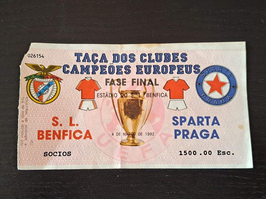 Bilhete Benfica / Sparta Praga 1992