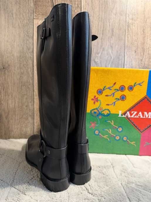 Czarne skórzane botki kozaki Lazamani  40