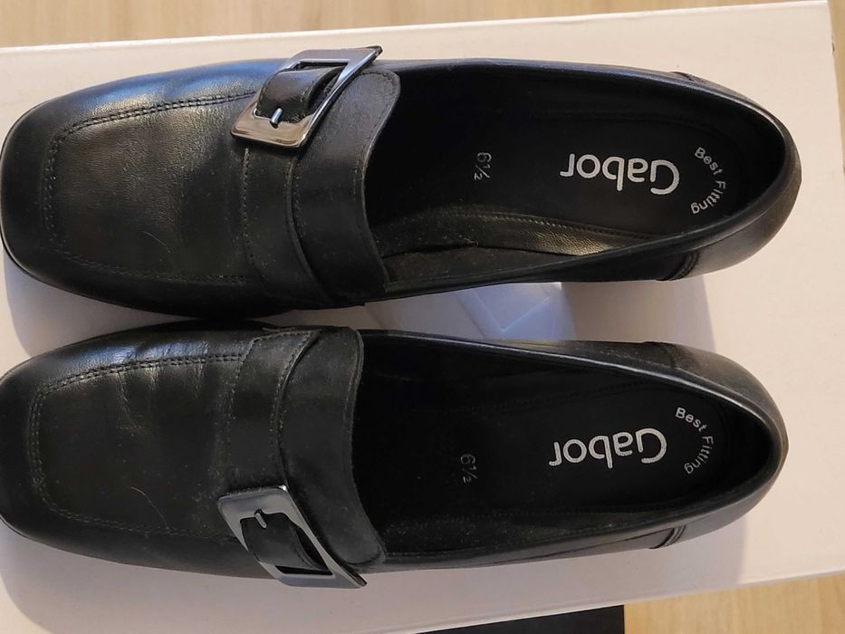 buty damskie na obcasie GABOR skóra naturalna czarne 6 1/2