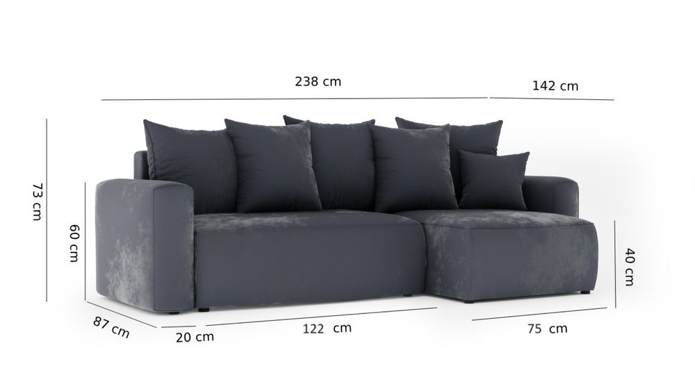 NOWY narożnik z funkcją spania, sofa i kanapa