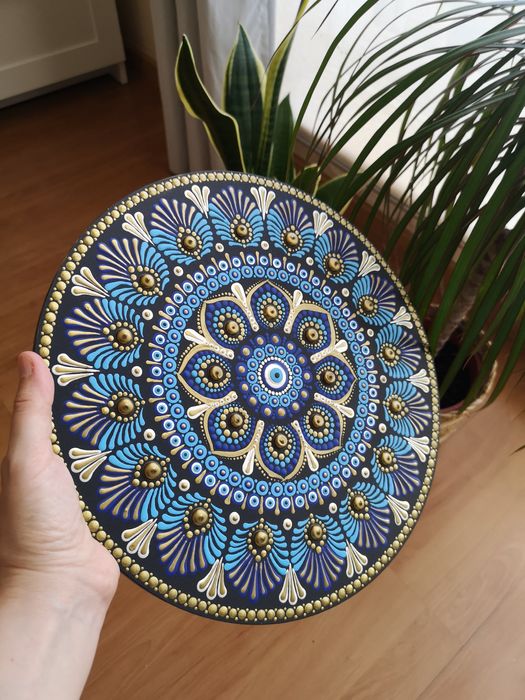 Disponível Portes Incluídos Mandala 30 cms Pintada à Mão
