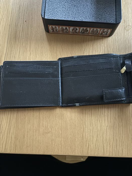 Nowy męski portfel skórzany meltoni – elegancki, w pudełku