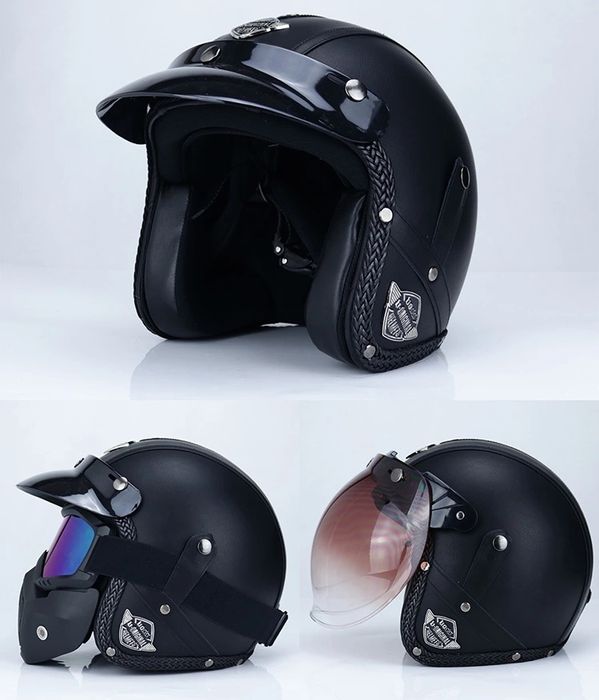 (NOVO) Capacete Aberto Mota Vintage Chopper Scooter Harley Vespa