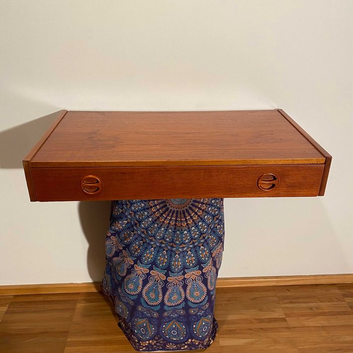 Połka z szufladą teak vintage Skandynawia lata 70