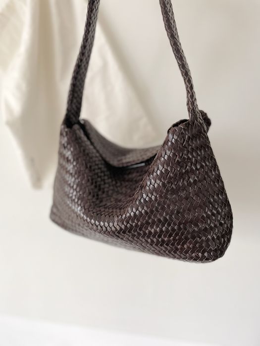 Massimo Dutti Brązowa torba z plecionej skóry