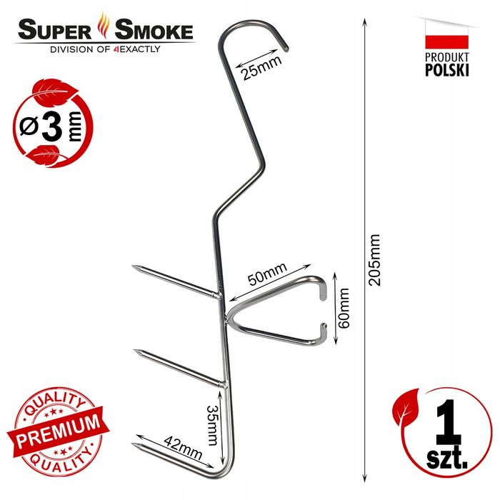 Hak Wędzarniczy Super Smoke do ryb 3mm Premium 20cm