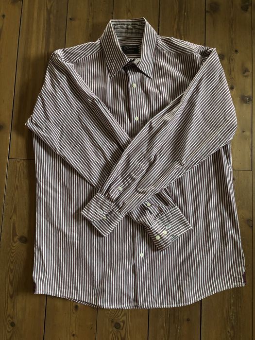 Koszula męska Essential Basic L z długim rękawem w paski bordo