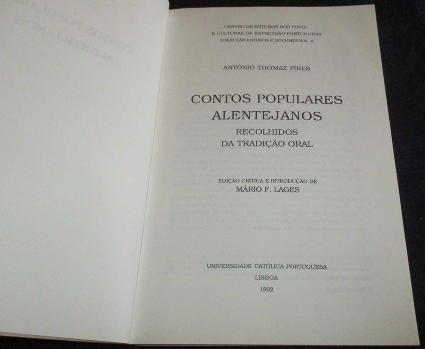Livro Contos Populares Alentejanos António Thomaz Pires