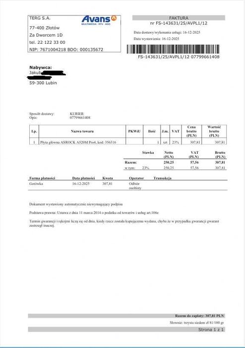 Asrock A520M Pro4 [Nowa]