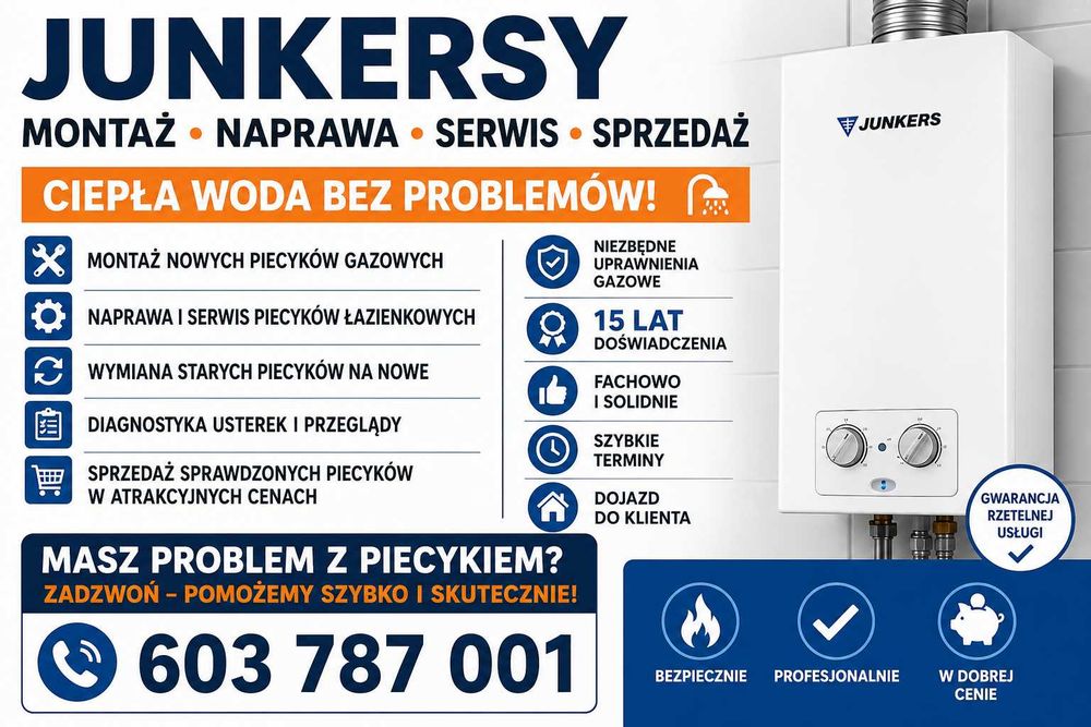 JUNKERS NIE DZIAŁA? Naprawa • Montaż • Serwis | 15 Lat Doświadczenia