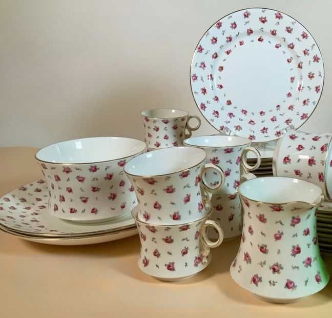 Conjunto de Chá Crown Devon - Rosa