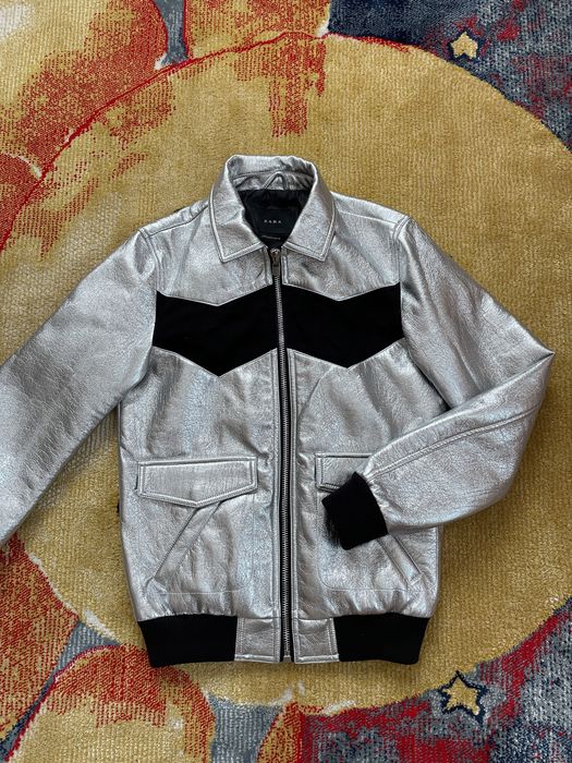 Бомбер Zara Metallic Silver / Серебристая куртка Зара куртка курточка