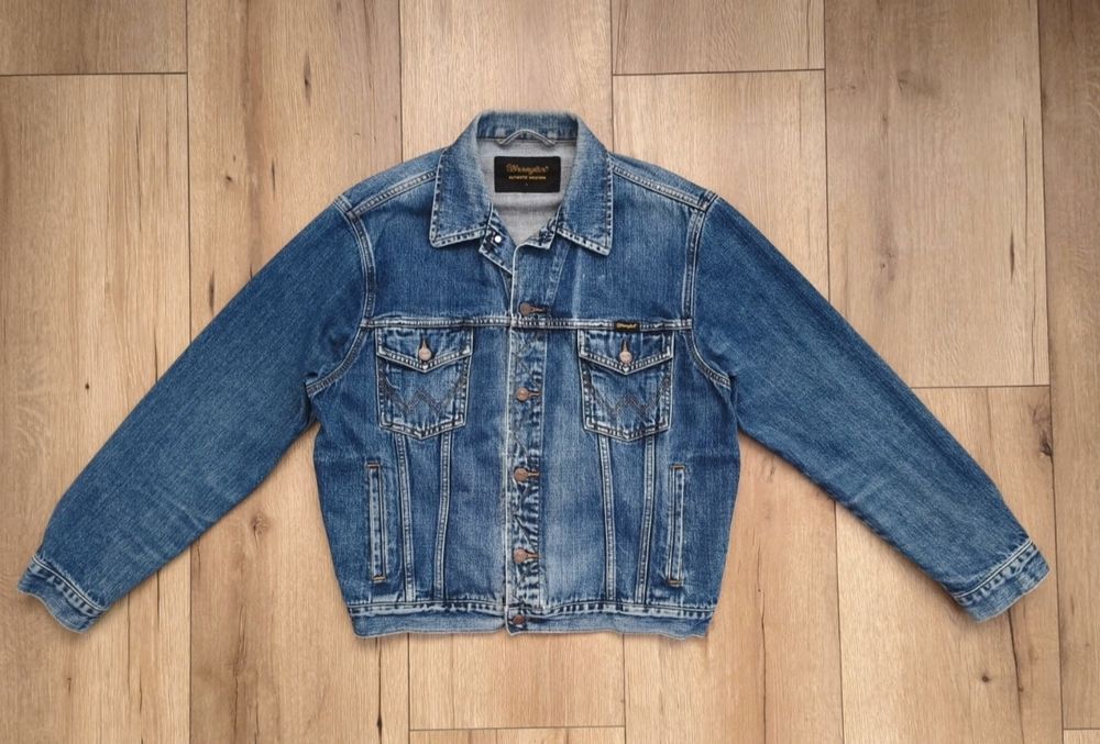 Wrangler Vintage męska granatowa kurtka jeansowa w rozmiarze L