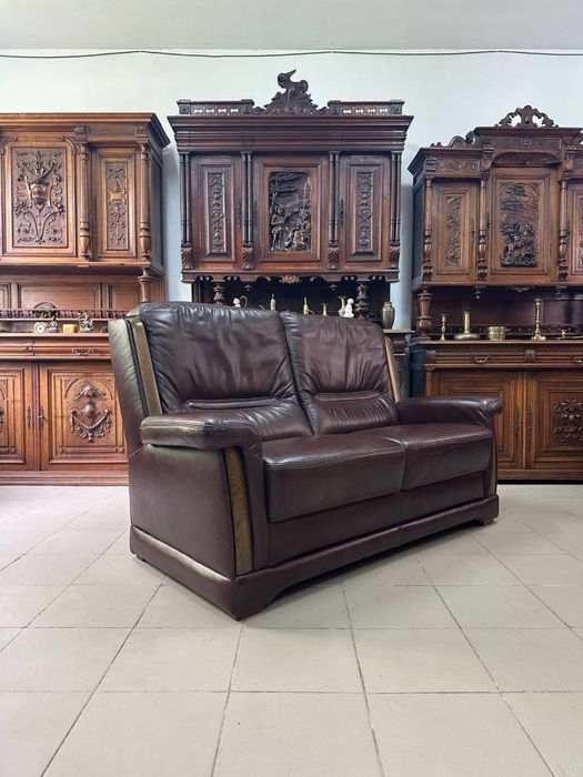 Комплект шкіряний диван крісло дерево  кожа 3361