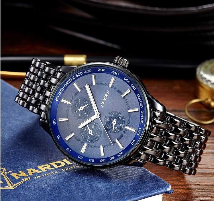 Nowy zegarek bransolecie bransoleta niebieski czarny z pudełkiem