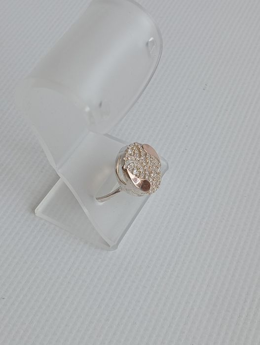 Срібна каблучка з золотими пластинами