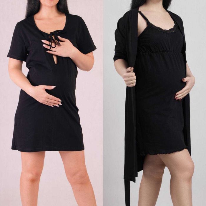 Комплект трійка в пологовий для вагітних та годуючих  мереживні 44-62