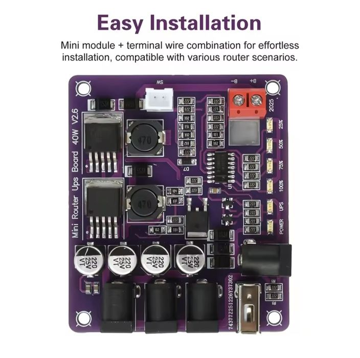 Плата ИБП для роутера , мощность 47.5 Вт  несколько выходов