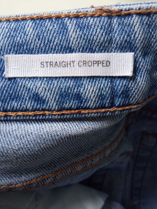 Bershka CROPPED - Jeansy Straight spodnie r S pas 66-70cm
