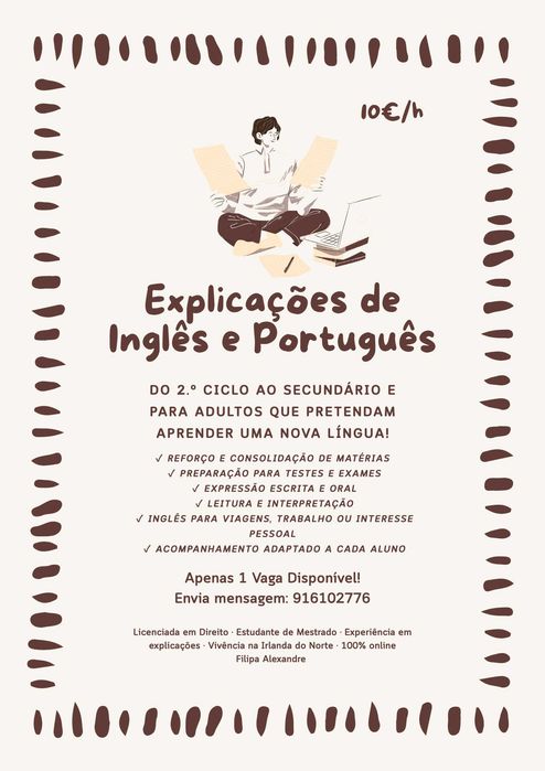 Explicações e Aulas de Português e Inglês