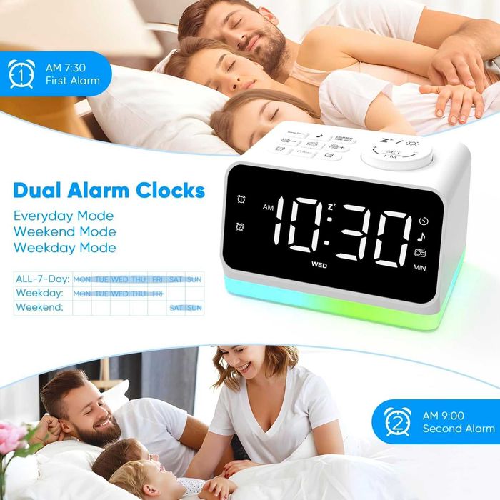 Zegar budzik cyfrowy z radiem AFEXOA portale ładowania SPM276