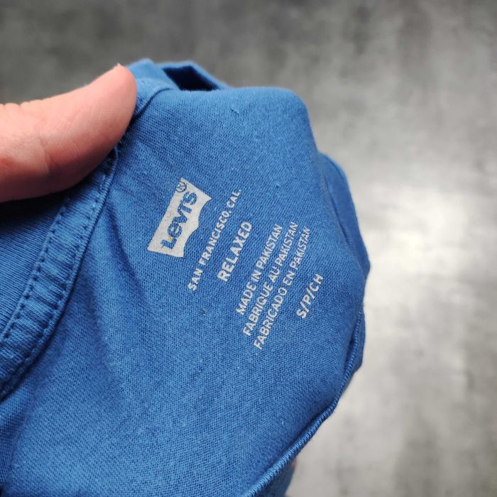 MĘSKA PREMIUM Koszulka Levis Niebieska Nadruk Bawełna Duże Logo